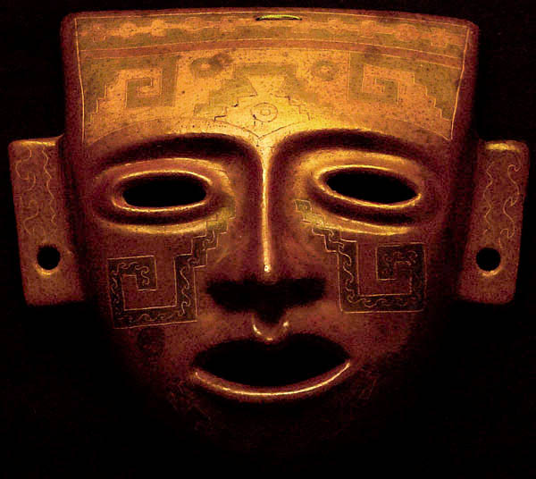 ceramic; photo enhanced with amber lighting effects - true color is shown at bottom of mask