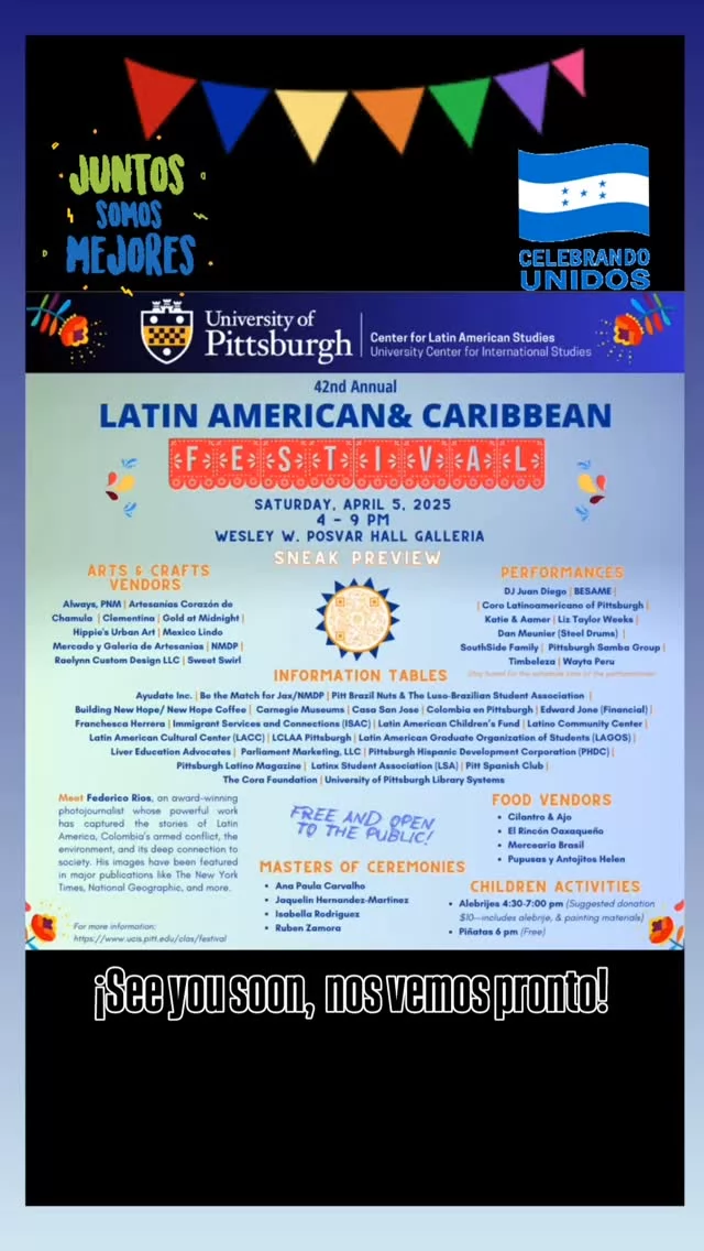 @Pittsburgh, mi gente, hope to see you at the 2025 Latin American and Caribbean Festival very soon with the Center for Latin American Studies (CLAS) at Pitt . We have a star-studded lineup of vendors, musicians, and organizations. Oh and the food will be 🤌 I'll also be bringing some new miniature alebrijes for you!
🌻🙌💃🦋🌶🥁🪇🔜